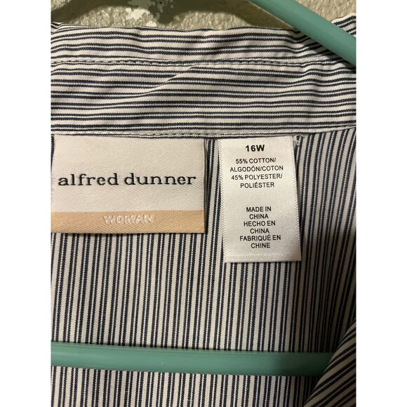 Alfred Dunner women’s button front striped blouse with sequin - Picture 5 of 7